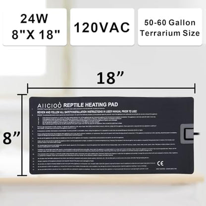 Aiicioo Reptile Heating Pad - Hermit Crab Heater Heat Mat for Reptiles Snake Lizard 24 Watt