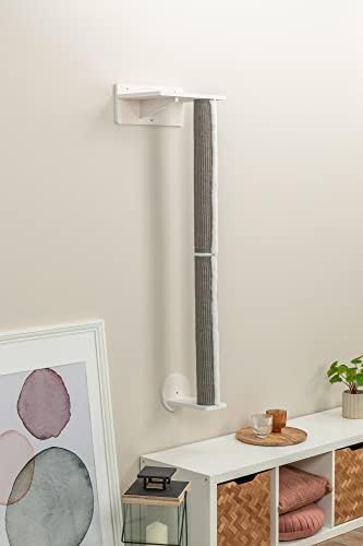 Trixie Cat Wall Furniture Set 1 - Customizable Cat Wall Climbing Set - with Climbable Scratching Post and Elevated Plattform - with Durable Sisal Rope - in White/Gray