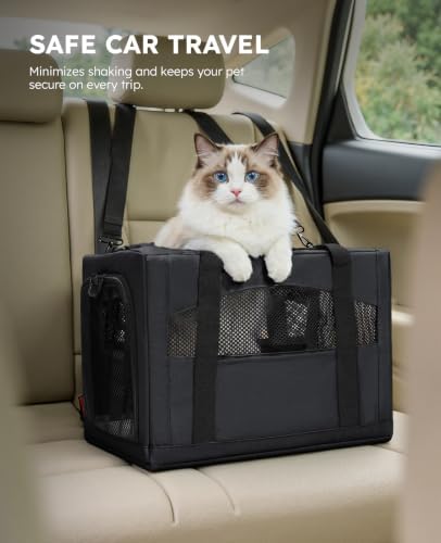 Pecute Cat Carrier Stable, Pet Carrier with Privacy Partition,Dark Gray