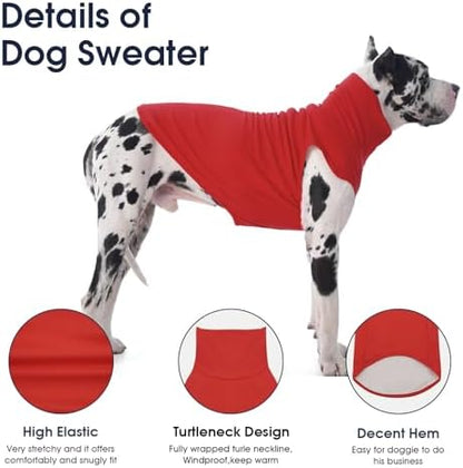 IECOii XXL Dog Sweater - Stretch Fleece Vest with Turtleneck,Red,XX-Large