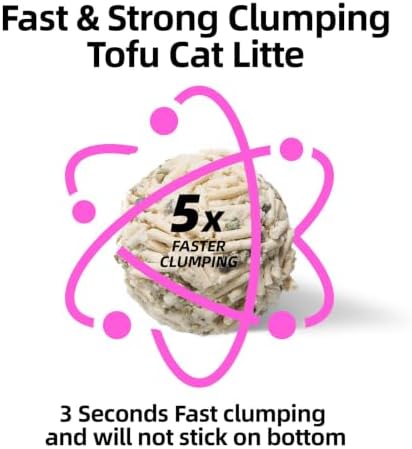 Clumping Cat Litter 99.9% Dust Free Flushable Cat Litter, Mixed Tofu and Bentonite Natural Sustainable Ingredients Odor Control, Low Tracking(16.8lb, Fresh)