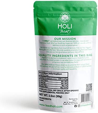 HOLI Freeze Dried Rabbit Dog Treats – Single Ingredient Freeze Dried Rabbit Treats for Dogs – All Natural – High Value Training Treats - (3.5 Ounce - 2 Pack)