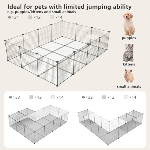 Indoor DIY Rabbit Playpen, 28-Panel Expandable Small Animal Fence
