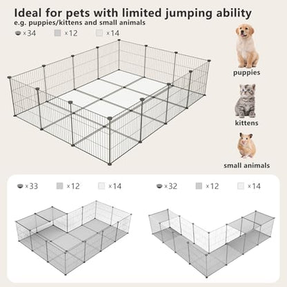 Indoor DIY Rabbit Playpen, 28-Panel Expandable Small Animal Fence