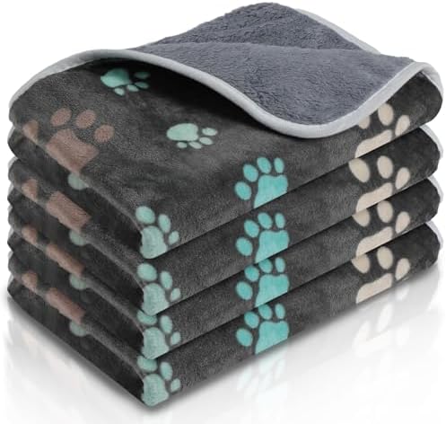 Reginary 4 Pcs Guinea Pig Fleece Cage Liners, Cute Paw, 24 x 16 Inch
