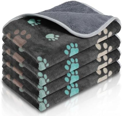 Reginary 4 Pcs Guinea Pig Fleece Cage Liners, Cute Paw, 24 x 16 Inch