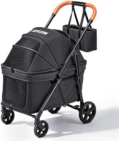 Foldable Pet Stroller Small Dogs Cats Up to 70 lb All-Terrain, Black