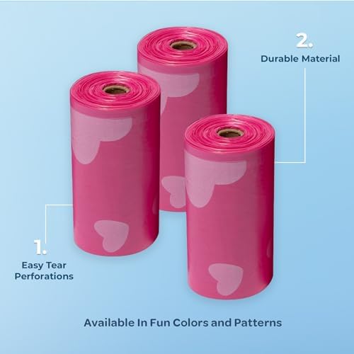 Best Pet Supplies Poop Bags for Dogs - Pink Heart, 240 Count