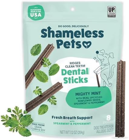 Shameless Pets Triple Mint Dental Chews for Dogs, 8 Chews