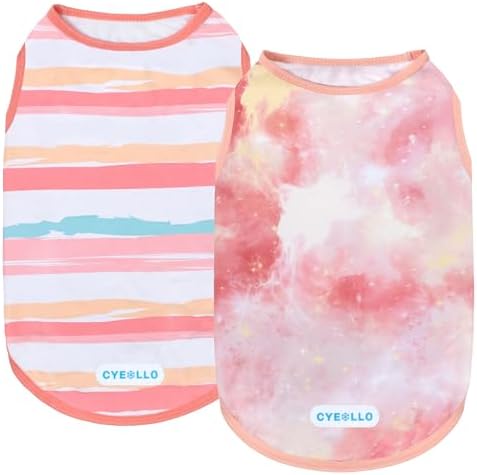 cyeollo 2Pack Dog Cooling Shirts Evaporative Dog Cooling Vest, L, Pink