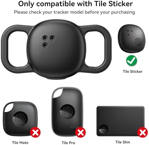 DDJ 2-Pack Cat Collar Case for Life360 Tile Sticker (Smallest Tracker)–NOT for Tile Mate/Pro–Silicone Protective Holder for Dog/Pet Collar, Ultra Durable, Easy Installation, Lightweight, Black