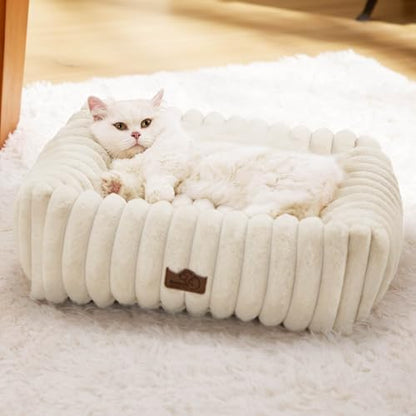 Bedsure ComfyFleece™ Cute Dog Bed for Small Dogs & Cats Washable，20in Cream
