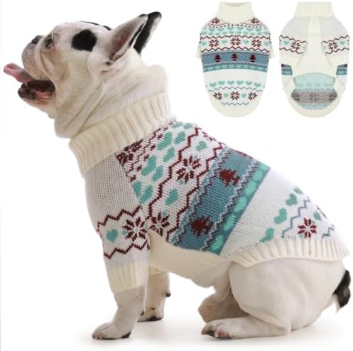 IECOii Dog Sweater for Small & Medium Dogs, Warm Christmas Dog Turtleneck,L