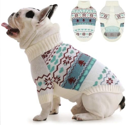 IECOii Dog Sweater for Small & Medium Dogs, Warm Christmas Dog Turtleneck,L