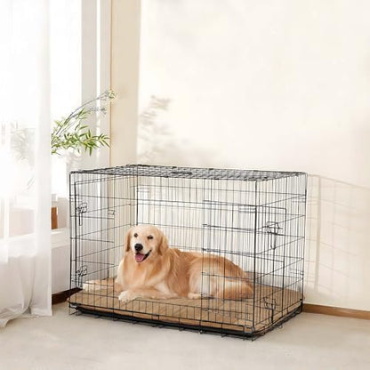 Dog Crate Pad for Medium Dog - 30"x20" Memory Foam Dog Bed, Washable & Anti-Slip Dog Bed Mat, Ultra Soft Kennel Pad for Dogs Cozy Sleeping Mat, Khaki