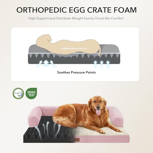 Waterproof Orthopedic Dog Bed for Extra Large Dogs, 41x27in, Pink