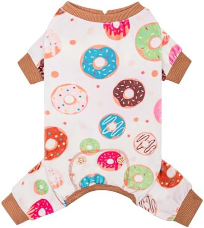 KYEESE Velvet Dog Pajamas for Small Dogs Soft Onesie Shirt, Donut