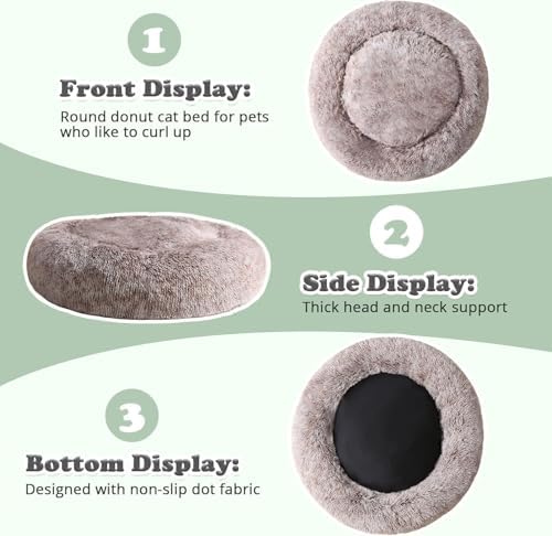 JOLLYVOGUE Dog Bed, Calming Anti-Anxiety Large Dog Bed, Fluffy Donut Cushion for Medium and Large Pets (31")