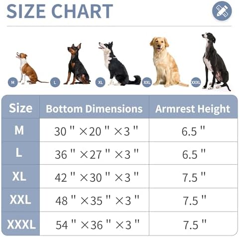 Orthopedic Dog Bed with Pillow L-Shape Dog Sofa for Large Medium Dogs, Dogs Couch with Removable Washable Cover, Pet Bed with Nonskid Bottom(Blue, XXX-Large(54x36in))