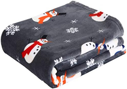 Valerian Luxury Velvet Super Soft Light Weight Blanket Prints Fleece Throw - All Year Round Home Decor, Fuzzy Warm and Cozy Throws, Couch and Gift, 50 x 60inch, Snowman Flake