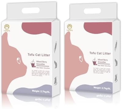 Tofu Cat Litter, Flushable, 100% Natural and Biodegradable, Quick Clumping and Dust Free, Odor Control and Ultra Absorbent，Strong Deodorizer with Maximum Water Solubility (6lb×2bags)