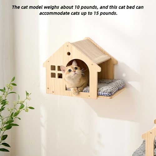 SHENGOCASE 2-Pack Natural Wood Cat Wall House Bed