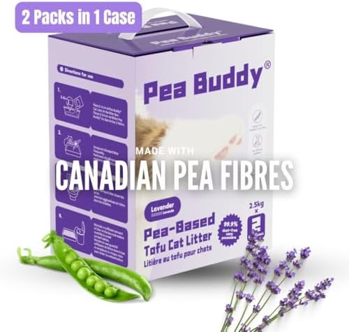 Pea Based Tofu Cat Litter, Dust Free Cat Litter, Low Tracking, and Natural Odor Control, Flushable (2 Bags, Lavender)