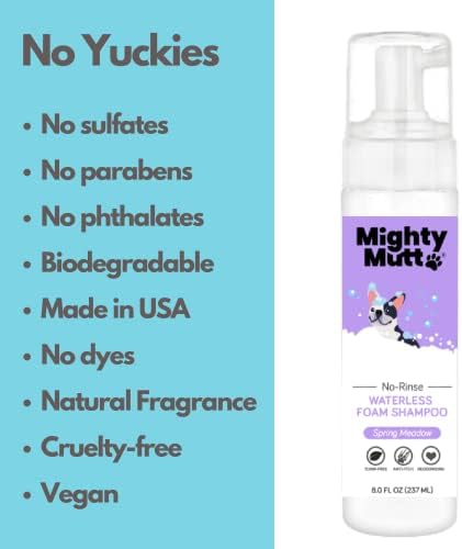 Mighty Mutt Hypoallergenic Waterless Dog Shampoo, Spring Meadow, 8 fl oz