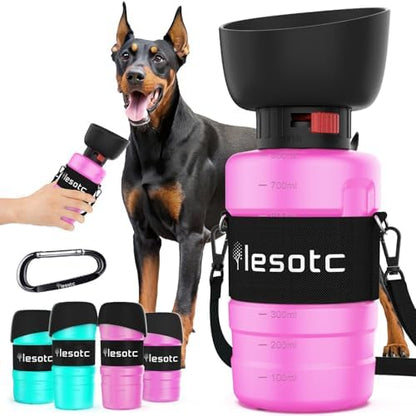lesotc Dog Water Bottle, Portable Water Dispenser with Bowl, Leak Proof Pet Travel Water Bottle Puppy Essentials Doggie Stuff Accessories for Outdoor Walking, Hiking, Camping