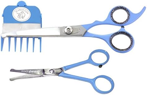 NO Buzz Dog Clippers, Tiny Trim Safety Scissor. A Silent Low Noise Pet Grooming Clipper, Right Handed Blue