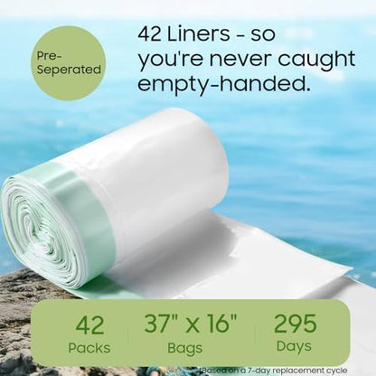 42 Pack Large Cat Litter Box Liners 37"x16", Heavy‑Duty Litter Bags