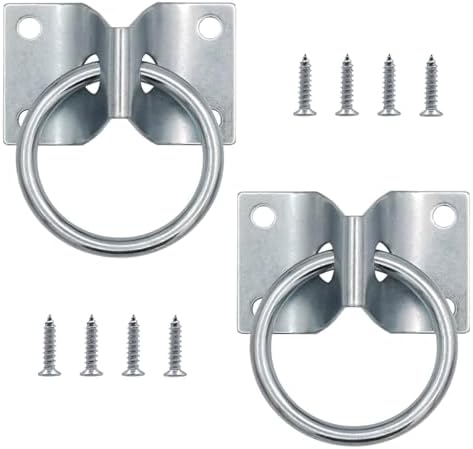 Horse Cross Tie Ring, 2 Pack Heavy Duty Block Tie Ring with Screws, Wall Mount Hitching Ring for Horse Stall, Barn, Stable, Hay Net, Bucket and Livestock Tie Down