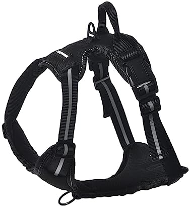 Amazon Basics No-Pull Dog Harness, Soft Padded Adjustable Vest with Reflective Stripes, Sturdy, X-Large, Black