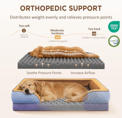 Comfort Expression Orthopedic Dog Bed for Extra Large Dogs with Bolster
