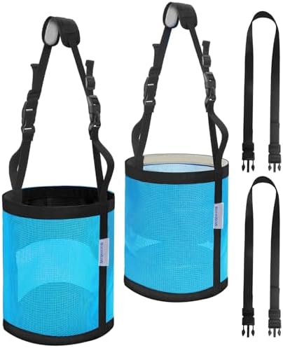 Horse Feed Bag Pack of 2 (Reinforced Bottom Edging), Feed Bags for Horses with Ventilation Mesh, Comfort Nose Pad Neck Pad, Adjustable Strap, Spill Proof Design for Feeding Grain, Supplements