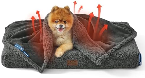 Bedsure Self Warming Dog Blankets for Small Dogs Waterproof - 25"X35" Grey