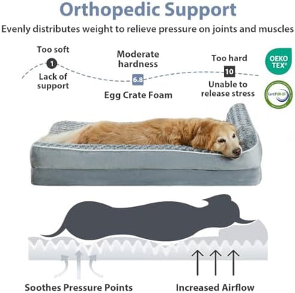 BFPETHOME Orthopedic Washable Dog Bed, Sleeping Couch for Large Senior Dogs