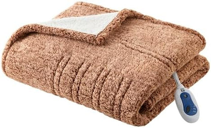 True North by Sleep Philosophy Heated Throw Blanket, 50 x 60, Brown