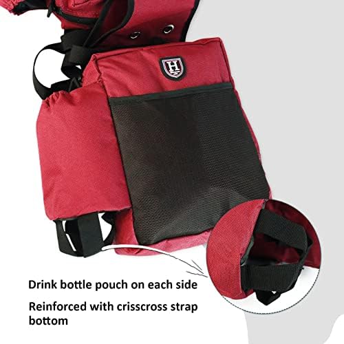 Harrison Howard Equestrian Western Saddle Bag Nylon Water Bottle/Gear Carrier Convenient Saddle Bag Red