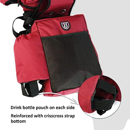 Harrison Howard Equestrian Western Saddle Bag Nylon Water Bottle/Gear Carrier Convenient Saddle Bag Red