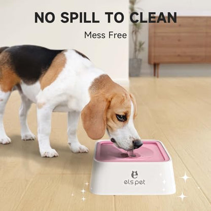 ELS PET Water Bowl for Cats & Dogs 2L, No Spill Slobber Stopper, Slow Drink