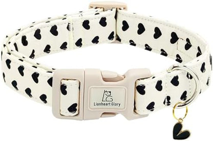 Lionheart glory Valentine's Dog Collar-Hearts Print Dog Collar for Large Cute Dog Collars Spring Female Male Pet Gift Adjustable Heavy-Duty Soft Collar Holiday
