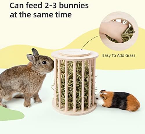 andwe Rabbit Hay Feeder Wooden Food Feeding Rack Easy to Fill