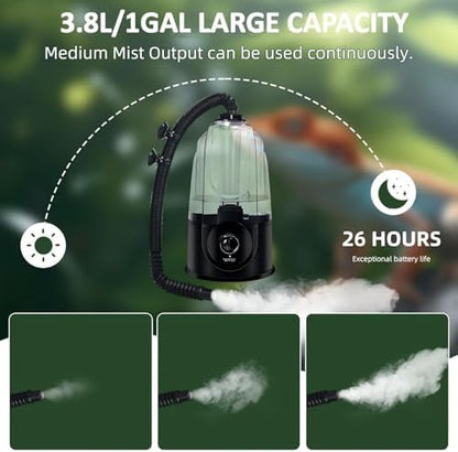 Coospider 3.8L Reptile Fogger Mister, Quiet Reptile Humidifier for Reptiles Tank, Terrarium Humidifiers with Extended Tube, Automatic Reptile Misting System for Reptiles Amphibians Herps Vivarium