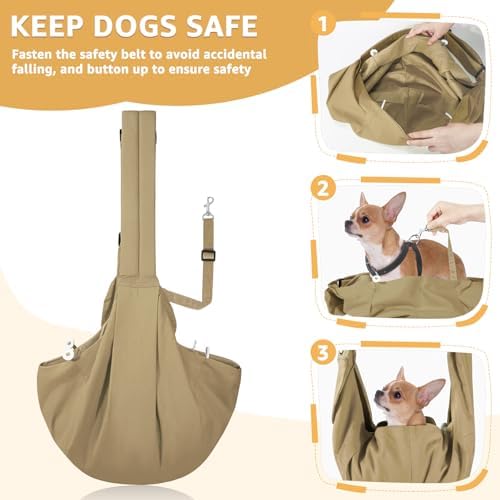 SlowTon Dog Carrier Sling - Thick Padded Shoulder Strap Adjustable, Brown M