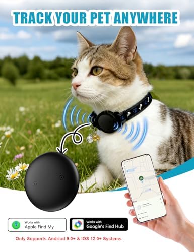 GPS Cat Tracker Collar (Android & iOS), Real-Time Activity Tracking Black