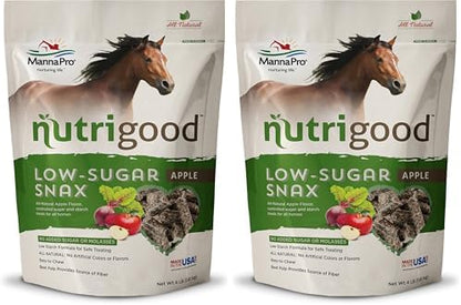 Manna Pro NutriGood Low-Sugar Apple Snax Horse Treats,All-Natural,No Added Sugar or Molasses,Low-Starch Formula,Ideal for Horses with Metabolic Needs,4 lb Bag,(Pack of 2)