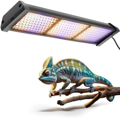Dimmable LED Reptile UVB Lamp, 8000 Hours UVB Duration for Much Longer Lifespan, Adjustable 4/8/12-Hour Cycles, Suitable for Lizard and Chameleon, 12W, L Size