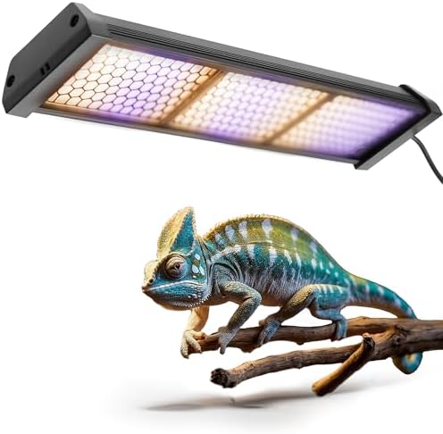 Dimmable LED Reptile UVB Lamp, 8000 Hours UVB Duration for Much Longer Lifespan, Adjustable 4/8/12-Hour Cycles, Suitable for Lizard and Chameleon, 12W, L Size