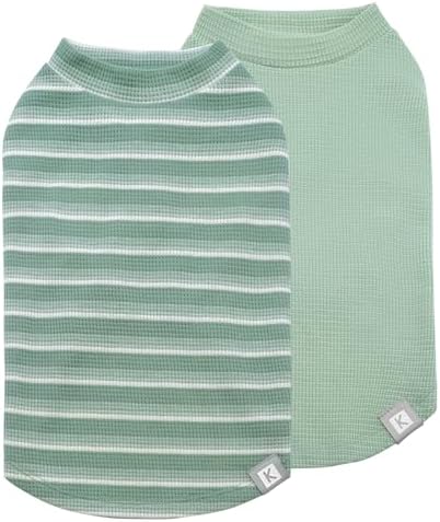 KYEESE 2Pack Waffle Dog Shirt for Small Dogs Striped Dog Sweater Tank Top